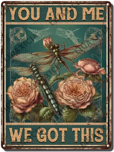 Miniatura 18 de LIUAXICIA Letreros divertidos de metal con texto en inglés «Into The Forest I go to Lose My Mind and Free My Soul Dragonfly», decoración de pared