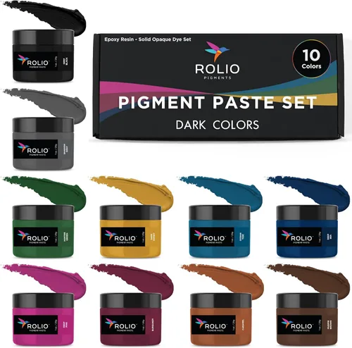 Rolio Juego de pasta de pigmentos, 10 colores, juego oscuro, frascos de 1 onza de pigmento de color de resina para resina epoxi, polvo de mica,