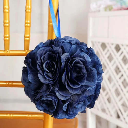 Miniatura 14 de Efavormart - Paquete de 2 bolas de flores artificiales de seda de 7 pulgadas, bola de besos con cinta colgante para pasillo de boda y centros