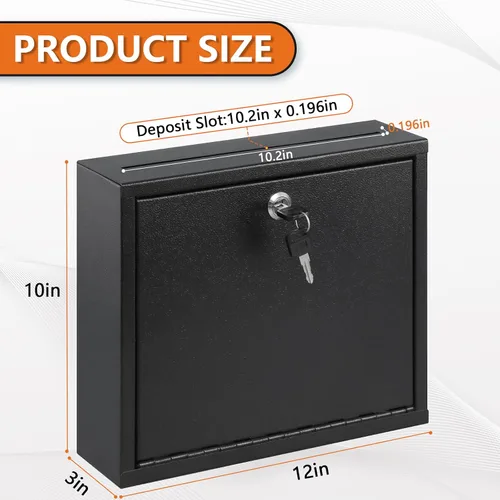 Miniatura 2 de KYODOLED Buzón de sugerencias con cerradura y ranura, pequeño buzón montado en la pared para oficina, caja para depositar llaves con 50 tarjetas
