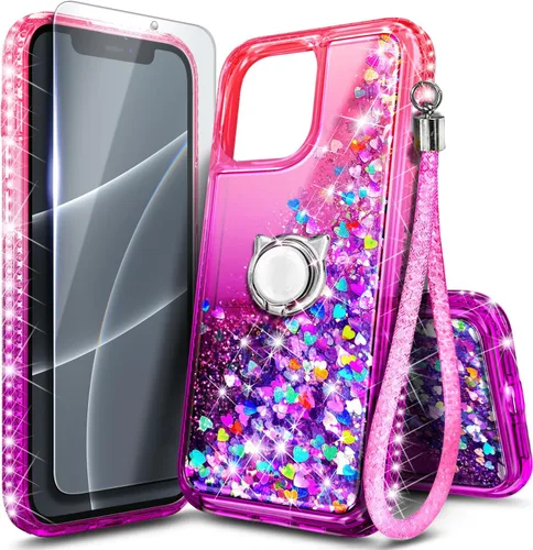 Miniatura 9 de NGB Diseñada para Funda de Teléfono iPhone 11, Morado/Azul Funda Bonita con Purpurina Líquida Brillante para Mujeres Niñas Niños con Protector