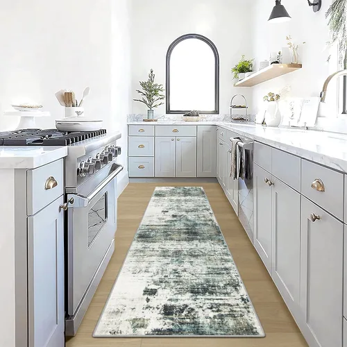 Miniatura 8 de Alfombras de Pasillo Lavables de 2'6''x8': Alfombra de Pasillo Moderna Abstracta para Interiores, Suave, Pelo Bajo, Alfombra Delgada, Multi