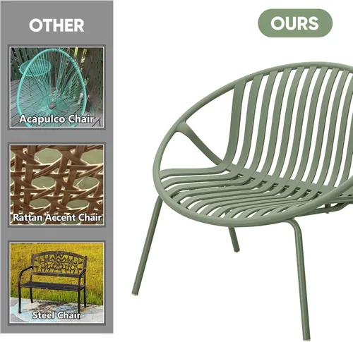 Miniatura 5 de Werph Juego de muebles de patio, 3 piezas de muebles de exterior con mesa naranja bistró y sillas verdes, juego de 2, juego de patio al aire libre
