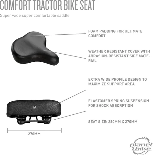 Miniatura 5 de Planet Bike Comfort Tractor Asiento de bicicleta Negro