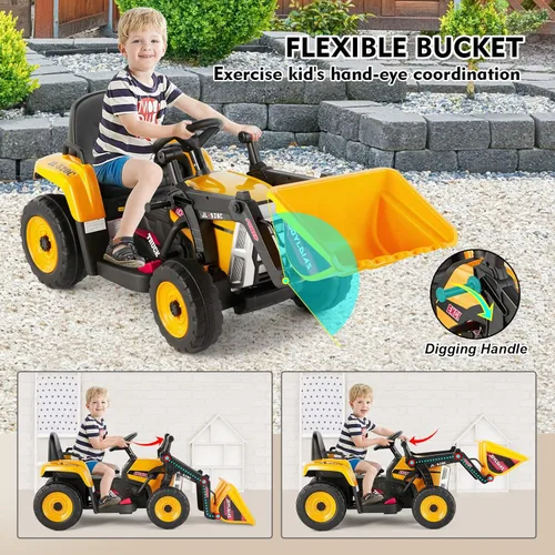 Miniatura 3 de JOYLDIAS - Excavadora de conducción, vehículo de construcción eléctrico de 12 V, bulldozer/tractor para niños, excavadora con control remoto, 3