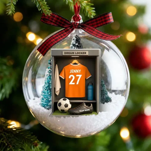 Miniatura 8 de Adorno de fútbol personalizado, adorno 2D de Navidad de fútbol, decoración del árbol de Navidad para jugadores y fanáticos del fútbol, adornos Ds1