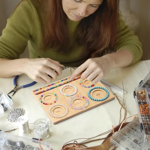 Miniatura 6 de Petoysoso Tablero de cuentas para la fabricación de joyas, tablero de cuentas de bambú para hacer pulseras de joyería, tablero de cuentas de pulsera