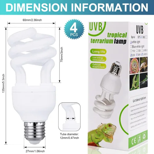 Miniatura 2 de Reginary 4 Uvb Reptile Light 10.0 13 W, Bombilla Uvb para Reptil para Desierto Tropical Sub Tropical Fluorescente Simulación Luz