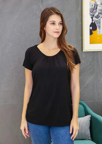 Miniatura 6 de Smallshow - Camisa de lactancia para maternidad, manga corta, modal, para mujer