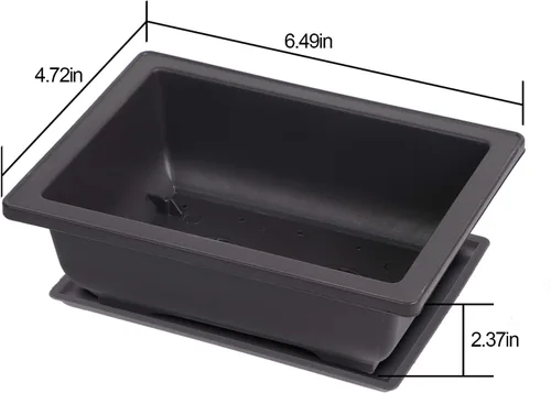 Miniatura 2 de KINJOEK 15 macetas de entrenamiento de bonsái de plástico de 6.5 pulgadas con bandejas de drenaje, maceta rectangular para árbol de bonsái, maceta