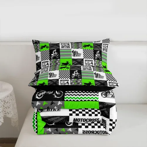 Miniatura 7 de Juego de edredón para niños y niñas, juego de ropa de cama de motocross, edredón deportivo para niños y niñas, motocicletas, deportes extremos