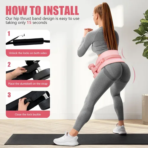 Miniatura 2 de Exercise Hip Thrust Belt - Dumbbell Hip Thrust Belt, Thicken & Widen, Comfortable for Dumbbells, Kettlebells or Plates, Slip Padding, Gym or Home