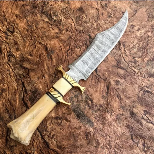 Miniatura 3 de Poshland RG-44 Cuchillo de caza de acero de Damasco hecho a mano - Mango magnífico