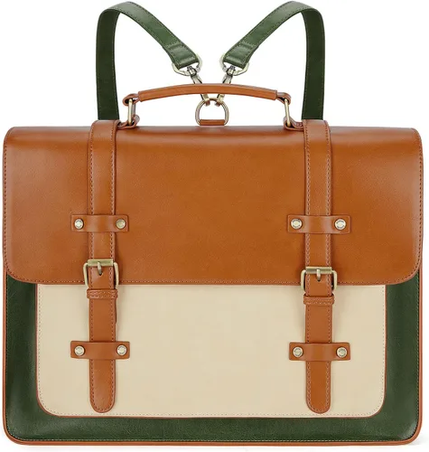 ECOSUSI Bolsa de mensajero de cuero vegano para mujer, maletín de moda, bolso de mano para computadora