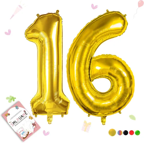 Miniatura 208 de Globos de números de 40 pulgadas del 0 al 9 dorados grandes del número 0, globos digitales para suministros de decoración de celebración de fiesta