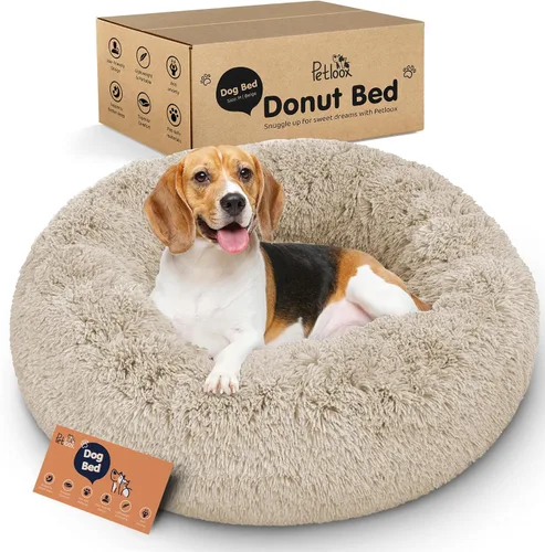 Miniatura 19 de Cama para perros con forma de dona, comodidad prémium para aliviar la ansiedad, diseño esponjoso y calmante con soporte ultra afelpado, acogedora