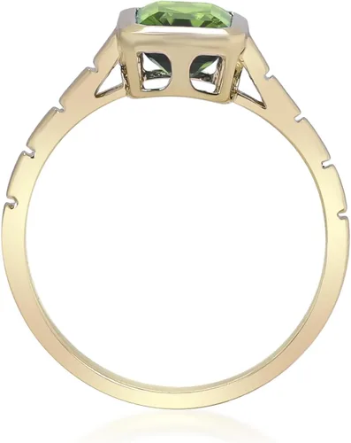 Miniatura 3 de Gin & Grace Anillo de peridoto genuino de oro amarillo de 14 quilates para mujer