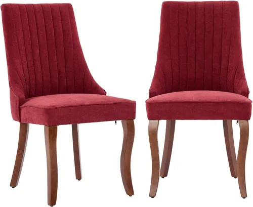 Miniatura 28 de Juego de 2 sillas de comedor, cómodas sillas decorativas tapizadas en tela para cocina y sala de estar, sillas de comedor con acolchado acanalado