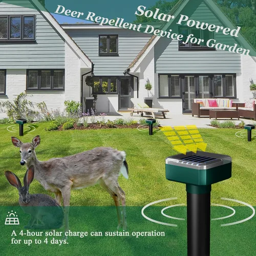 Miniatura 3 de Dispositivos repelentes de ciervos, disuasorio sónico y solar para plantas de jardín, cobertura de 7000 pies cuadrados, repelente sónico impermeable