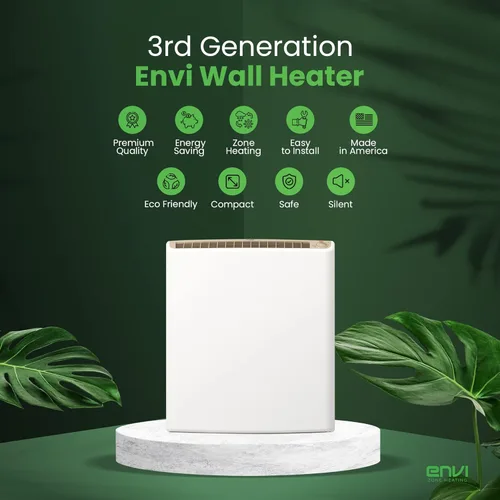 Miniatura 6 de Envi Calentadores de pared de panel eléctrico enchufables para uso en interiores, calefacción 24/7 de eficiencia energética con protección de sensor