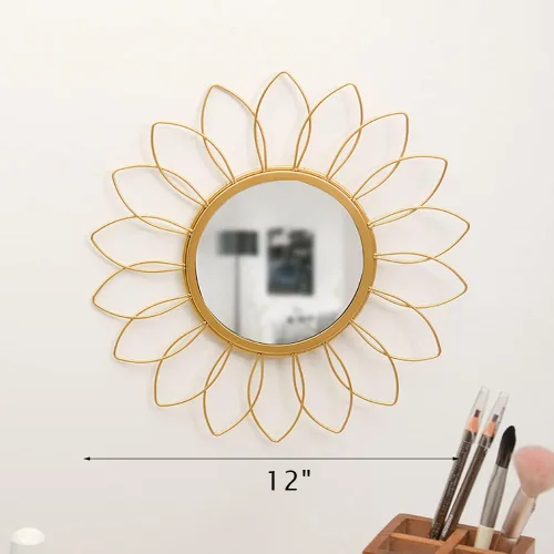Miniatura 5 de Espejos Dorados para Pared - Espejo de Pared de Metal en Forma de Rayos de Sol, Decoración de Habitación y Decoración del Hogar, Espejo Bohemio