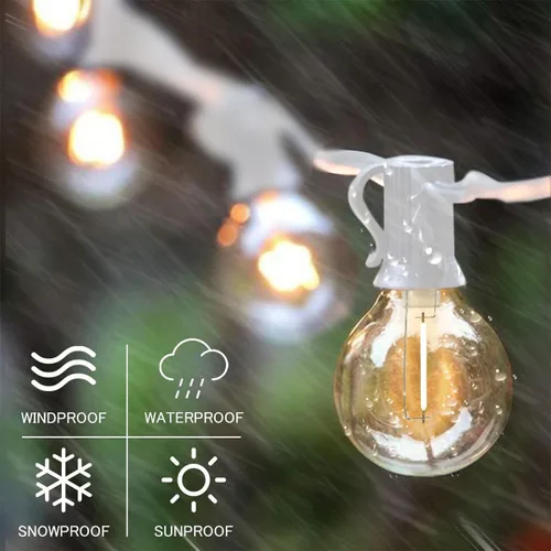 Miniatura 3 de SUNTHIN - Cadena de luces para exteriores blancas de 48 pies, luces de patio con 25 bombillas LED G40 inastillables (1 repuesto), luces colgantes