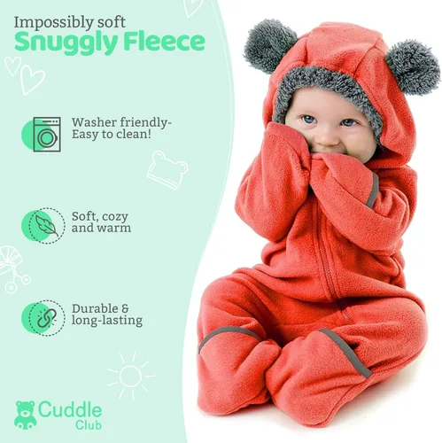 Miniatura 2 de Enterizo de vellón para bebé, rómper de una sola pieza con capucha para niños, ropa para exteriores, chaqueta infantil