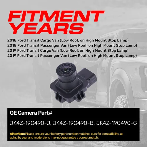 Miniatura 2 de Master Tailgaters Repuesto para Ford Transit Passenger/Cargo Van (2018-2019) Cámara de respaldo OE Parte # JK4Z-19G490-J, JK4Z-19G490-B