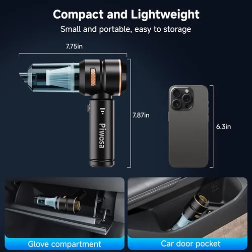 Miniatura 6 de Aspiradora de Mano Inalámbrica, Aspiradora para Automóvil con Motor sin Escobillas, Aspiradora de Succión Fuerte y Sopladores de Aire Comprimido