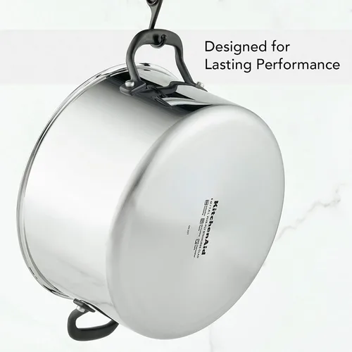 Miniatura 5 de KitchenAid Olla de acero inoxidable pulido de 5 capas con tapa, 8 cuartos de galón