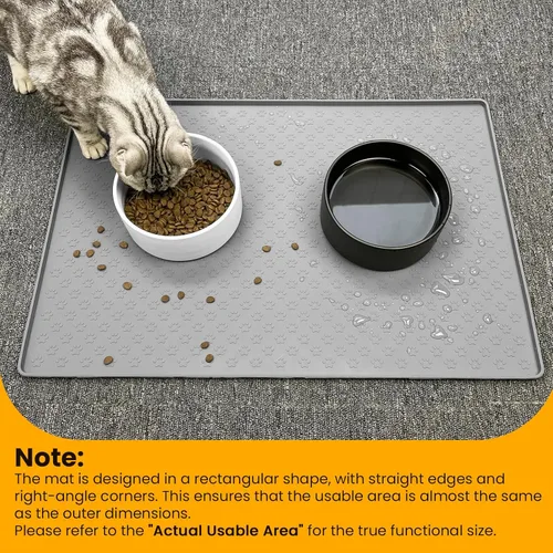Miniatura 5 de Ptlom Mantel individual para mascotas para perros y gatos, tapete para evitar el desbordamiento de alimentos y agua, adecuado para mascotas Gris