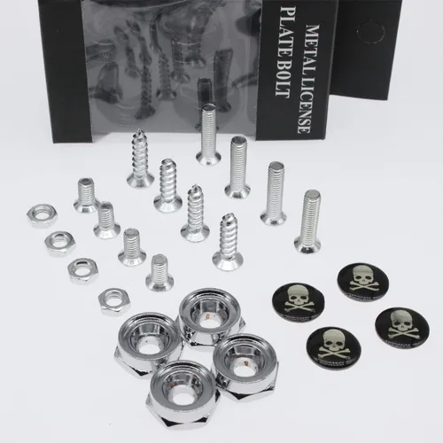 Miniatura 6 de Kit de fijación de tornillos para matrícula, 4 tornillos personalizados con cubiertas para sujetar placas o marcos de automóviles y motocicletas