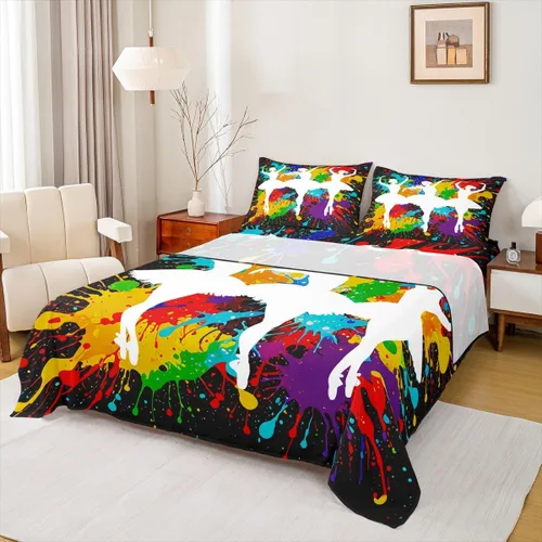 Miniatura 9 de Erosebridal Juego de sábanas de gimnasia para niñas y niños, tamaño individual, juego de sábanas de teñido anudado arcoíris, juego de ropa de cama