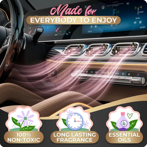Miniatura 6 de 6 piezas de decoración de automóvil con flores de margarita, clip de ventilación de aire con flores, clip de salida de aire acondicionado, clip