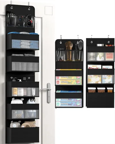 Organizador Sobre Puerta, Almacenamiento para Autocaravana de 6 Estantes para Baño de RV, Almacenamiento Detrás de la Puerta, Organizadores Negro