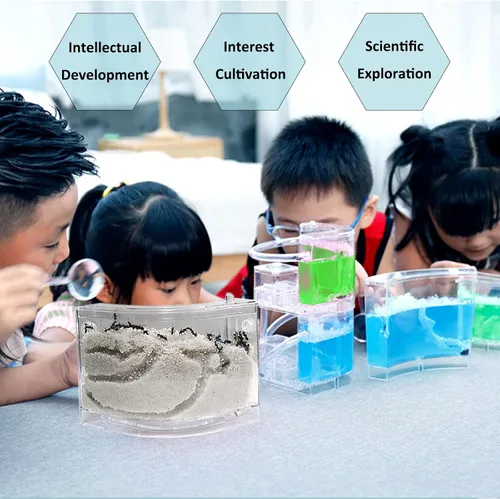 Miniatura 5 de EXBEPE Granja de Hormigas en Arena con Tubos Conectores, Hábitat Vivo de Hormigas, Kit de Ecosistema de Colonia en Terrario para Niños para Estudiar