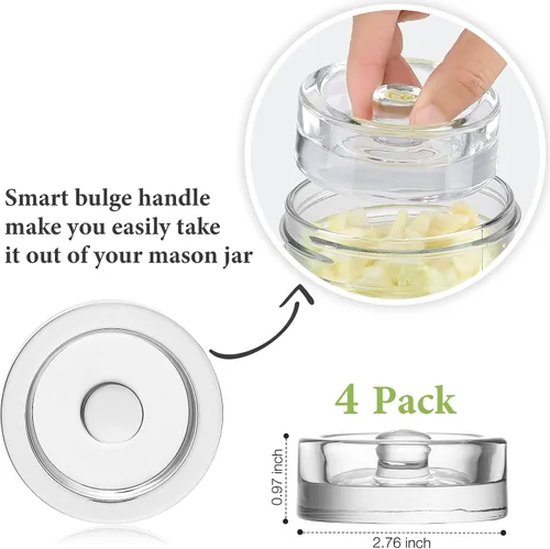 Miniatura 3 de MFacoy Juego de 4 pesas de vidrio para fermentación con asa de fácil agarre para tarros de encurtido de boca ancha, juego de pesas de vidrio