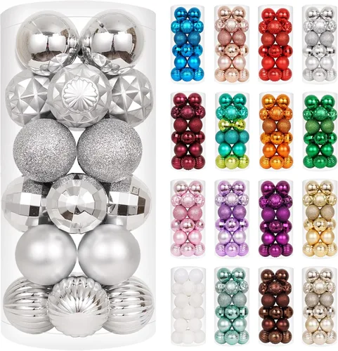 Miniatura 60 de XmasExp - Juego de 24 adornos de bola de Navidad mini irrompibles, adornos para árbol de Navidad, bolas de árbol de Navidad de 30 mm/1.18 pulgadas