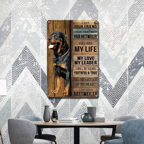 Miniatura 3 de Lygond Letrero de metal con texto en inglés "I Am Your Friend", regalo para amantes de los perros y amantes de los perros de Rottweiler, impresiones