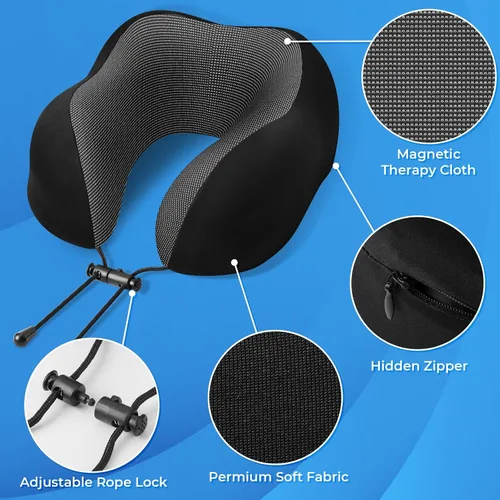 Miniatura 2 de ExploreBliss Almohada de viaje, almohadas de viaje para dormir en avión, almohada cervical de avión, juego de almohada de espuma viscoelástica