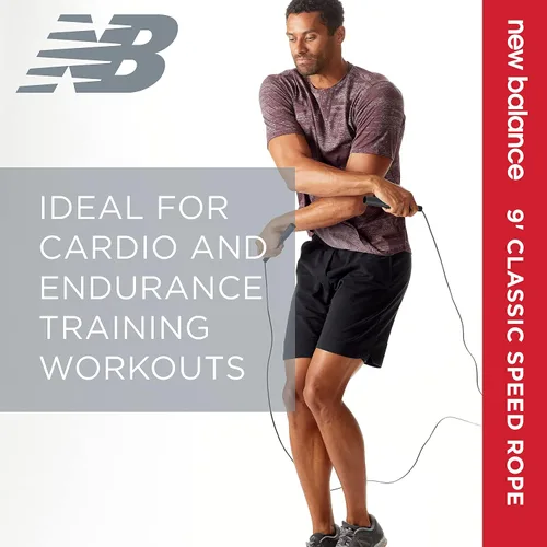 Miniatura 4 de New Balance Cuerda de velocidad clásica, cuerda de salto para fitness, entrenamiento de cuerpo completo, ligera, sin enredos, portátil y ajustable