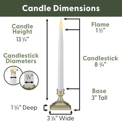 Miniatura 4 de 612 Vermont VT-1660P-4 - Velas LED de ventana con temporizador (6 encendido/18 apagado), llama parpadeante LED dual blanca cálida patentada, Peltre