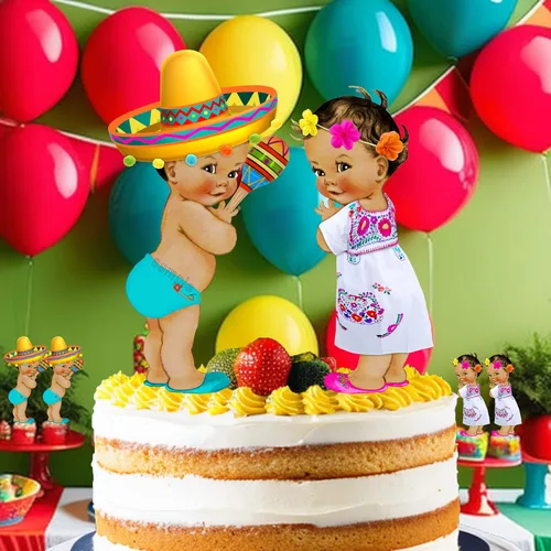 Miniatura 3 de Centro de mesa de fiesta mexicana para niño y niña, recortes de taco, cumpleaños, baby shower, cinco de mayo, decoración de mesa (niño)