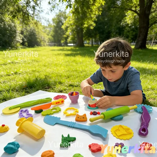 Miniatura 8 de Juego de herramientas de masa, 9 piezas de herramientas de arcilla para niños de 4 a 8 años, accesorios de masa ABS+ incluye rodillo cortador
