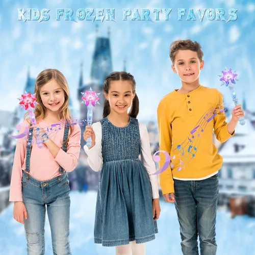Miniatura 5 de EnrichFun - Varita de copo de nieve de Frozen que se ilumina con sonido, juguetes mágicos con movimiento para princesas para niñas, favoritos