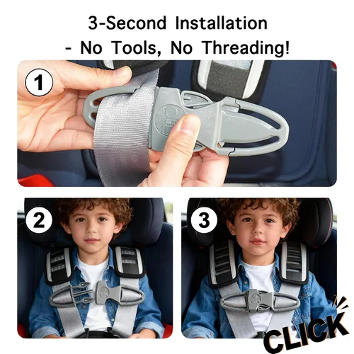 Miniatura 4 de Protector de hebilla de asiento de automóvil antiescape y bloqueo de clip para arnés de pecho, bloqueo de hebilla de seguridad para niños, niños