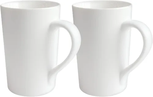 Miniatura 11 de Paquete de 2 tazas de café de 16 onzas, taza de cerámica blanca pura, simple, grande, alta, de cerámica, para té con leche, taza de café con asa