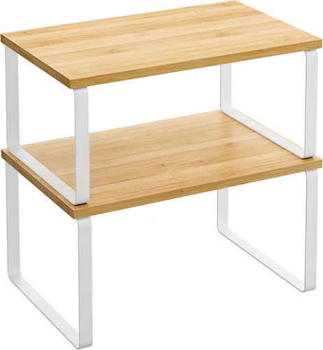 Miniatura 14 de SONGMICS Estante Organizador de Gabinete, Juego de 2 Estantes de Encimera de Cocina, Almacenamiento de Cocina, Estante de Especias, Apilable
