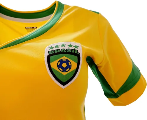 Miniatura 3 de Arza Sports Jersey de fútbol para mujer Slim de Brasil, Amarillo
