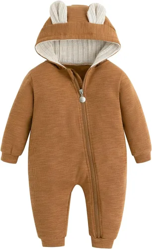 Miniatura 149 de Simplee Kids Enterizo con diseño de conejo de Pascua con capucha, para bebé, overol con cremallera y orejas largas